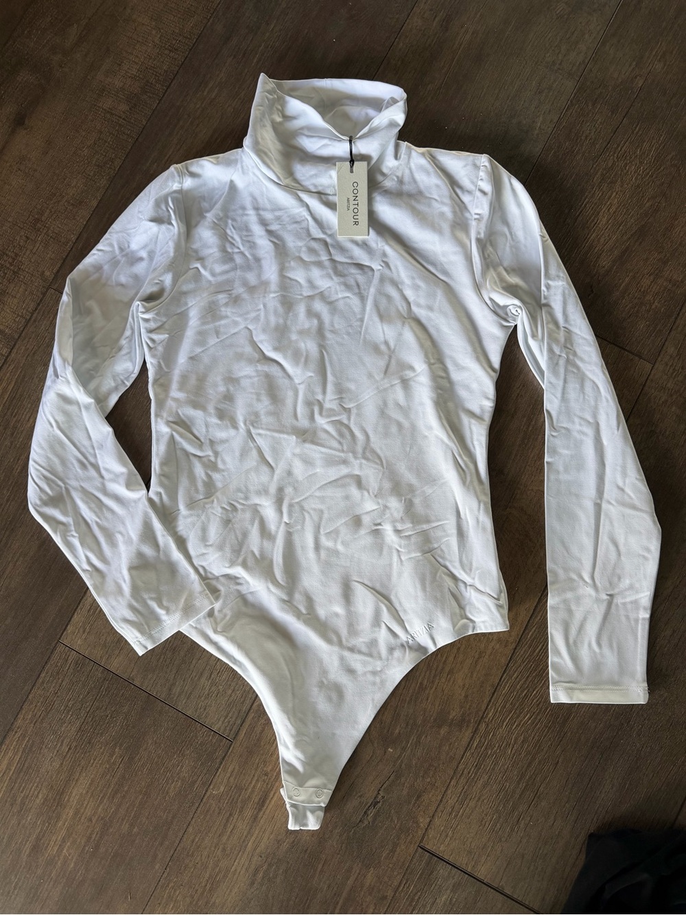 Aritzia White Long-Sleeve Turtleneck One-Piece size large